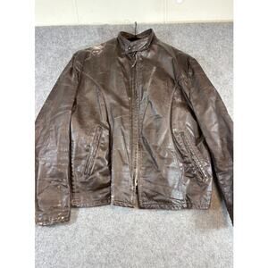 Vintage Beau Breed Faux Leather Jacket Men 48 Racer Grunge Punk Biker Streetwear